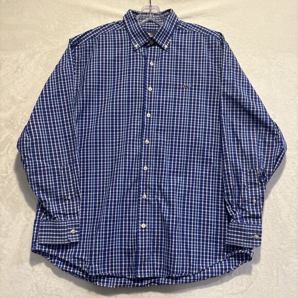Vineyard Vines Men's Plaid Whale Shirt Button Down Pink Blue Size Large Preppy - Picture 1 of 15
